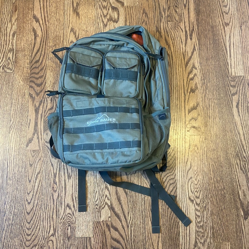 Lightly used Eddie Bauer Cargo 29L backpack military green